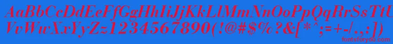 BostonBoldItalic Font – Red Fonts on Blue Background