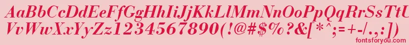 フォントBostonBoldItalic – ピンクの背景に赤い文字