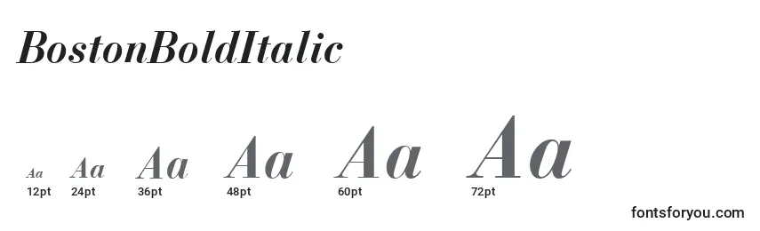 Размеры шрифта BostonBoldItalic