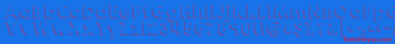 Kghappyshadows-fontti – punaiset fontit sinisellä taustalla