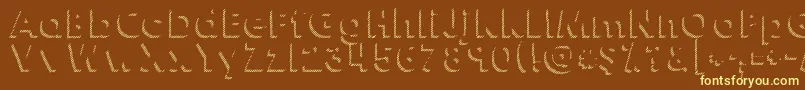 Kghappyshadows-Schriftart – Gelbe Schriften auf braunem Hintergrund