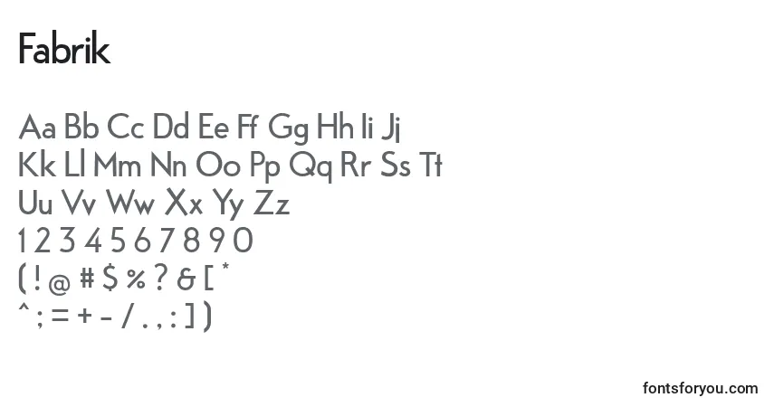 A fonte Fabrik – alfabeto, números, caracteres especiais