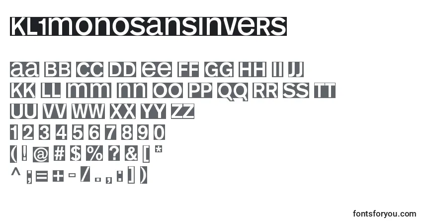 A fonte Kl1MonosansInvers – alfabeto, números, caracteres especiais