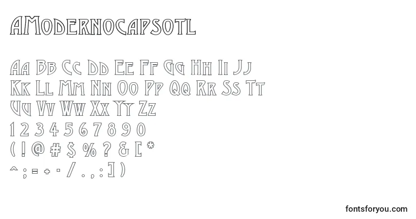 A fonte AModernocapsotl – alfabeto, números, caracteres especiais
