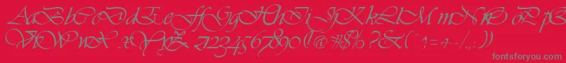 VivaceRegular-Schriftart – Graue Schriften auf rotem Hintergrund