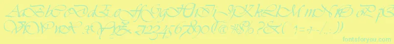VivaceRegular Font – Green Fonts on Yellow Background