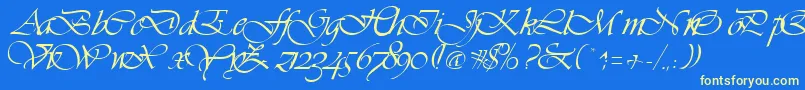 VivaceRegular Font – Yellow Fonts on Blue Background