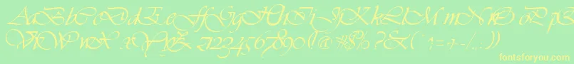 VivaceRegular Font – Yellow Fonts on Green Background