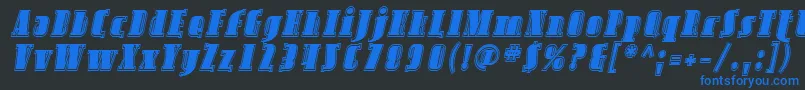 Шрифт SfavondaleinlineItalic – синие шрифты на чёрном фоне