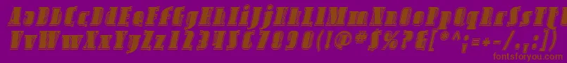 SfavondaleinlineItalic-Schriftart – Braune Schriften auf violettem Hintergrund