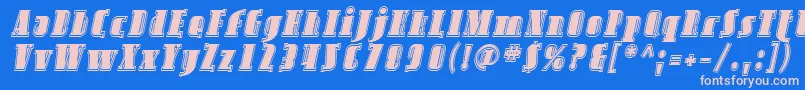 SfavondaleinlineItalic-fontti – vaaleanpunaiset fontit sinisellä taustalla