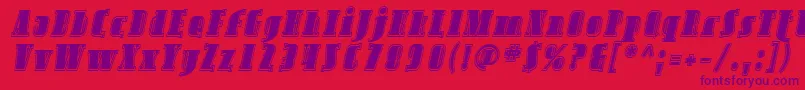 SfavondaleinlineItalic-fontti – violetit fontit punaisella taustalla