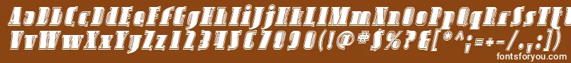 SfavondaleinlineItalic-fontti – valkoiset fontit ruskealla taustalla