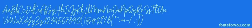 Hesterica Font – Green Fonts on Blue Background