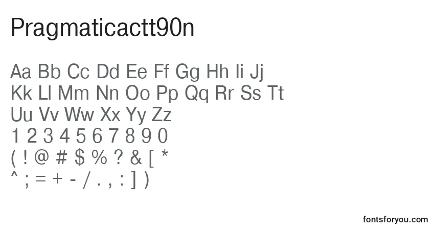 A fonte Pragmaticactt90n – alfabeto, números, caracteres especiais
