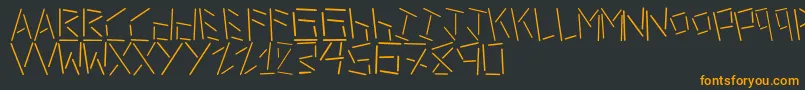 LinerStencilThin-Schriftart – Orangefarbene Schriften auf schwarzem Hintergrund