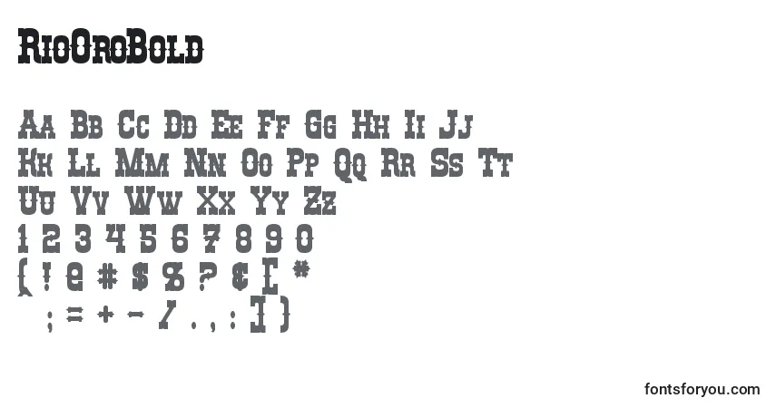 Шрифт RioOroBold – алфавит, цифры, специальные символы