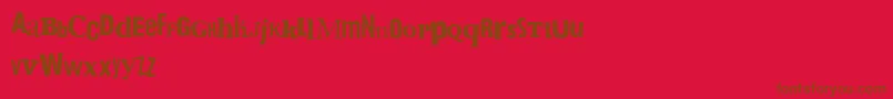 BringMeTheGummyBears-Schriftart – Braune Schriften auf rotem Hintergrund
