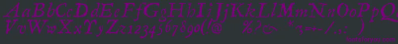フォントLinotypecompendioItalic – 黒い背景に紫のフォント