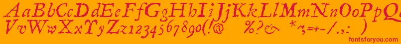LinotypecompendioItalic Font – Red Fonts on Orange Background