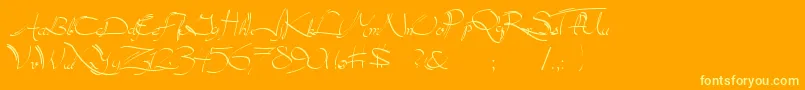 NeroDavola-Schriftart – Gelbe Schriften auf orangefarbenem Hintergrund