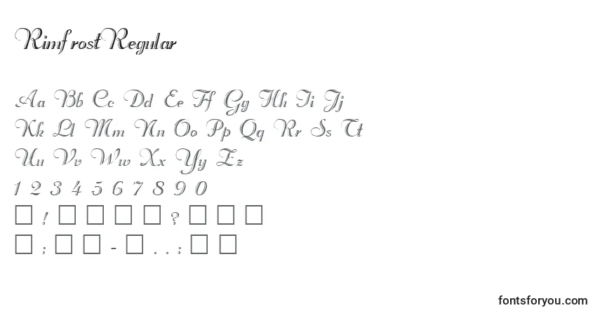 Schriftart RimfrostRegular – Alphabet, Zahlen, spezielle Symbole