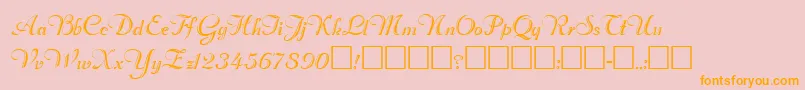 RimfrostRegular-Schriftart – Orangefarbene Schriften auf rosa Hintergrund