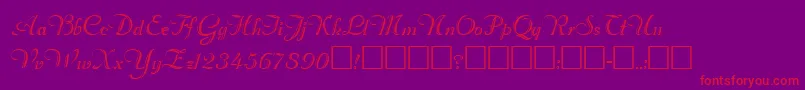 RimfrostRegular-Schriftart – Rote Schriften auf violettem Hintergrund