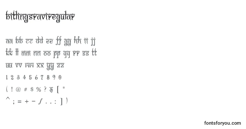 Schriftart BitlingsraviRegular – Alphabet, Zahlen, spezielle Symbole
