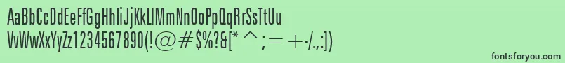 フォントZurichLightExtraCondensedBt – 緑の背景に黒い文字