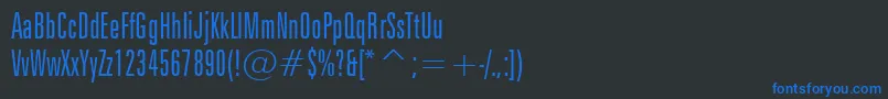 Шрифт ZurichLightExtraCondensedBt – синие шрифты на чёрном фоне