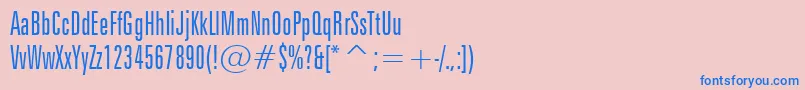 フォントZurichLightExtraCondensedBt – ピンクの背景に青い文字