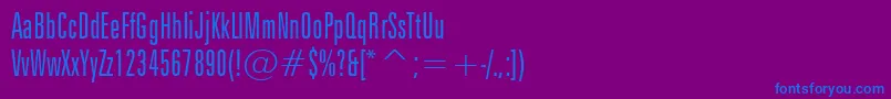 フォントZurichLightExtraCondensedBt – 紫色の背景に青い文字