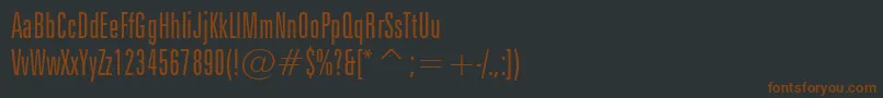 Fonte ZurichLightExtraCondensedBt – fontes marrons em um fundo preto