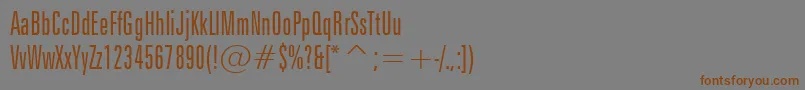 Шрифт ZurichLightExtraCondensedBt – коричневые шрифты на сером фоне