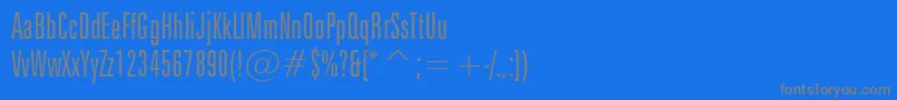 フォントZurichLightExtraCondensedBt – 青い背景に灰色の文字