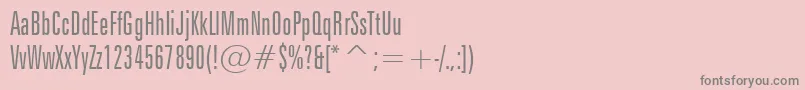 フォントZurichLightExtraCondensedBt – ピンクの背景に灰色の文字