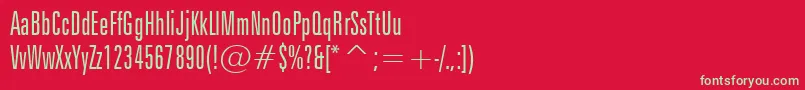 フォントZurichLightExtraCondensedBt – 赤い背景に緑の文字