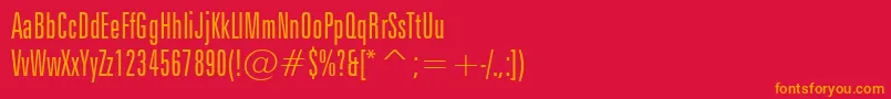 フォントZurichLightExtraCondensedBt – 赤い背景にオレンジの文字