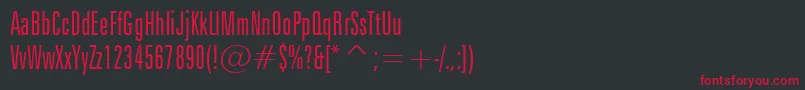 Шрифт ZurichLightExtraCondensedBt – красные шрифты на чёрном фоне