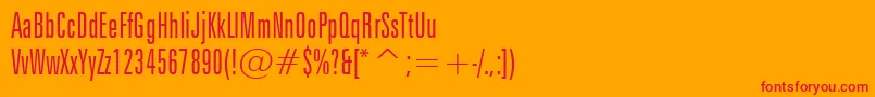 フォントZurichLightExtraCondensedBt – オレンジの背景に赤い文字