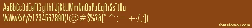 ZurichLightExtraCondensedBt-fontti – keltaiset fontit ruskealla taustalla