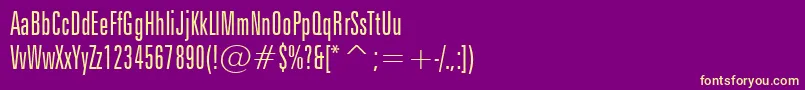 Czcionka ZurichLightExtraCondensedBt – żółte czcionki na fioletowym tle