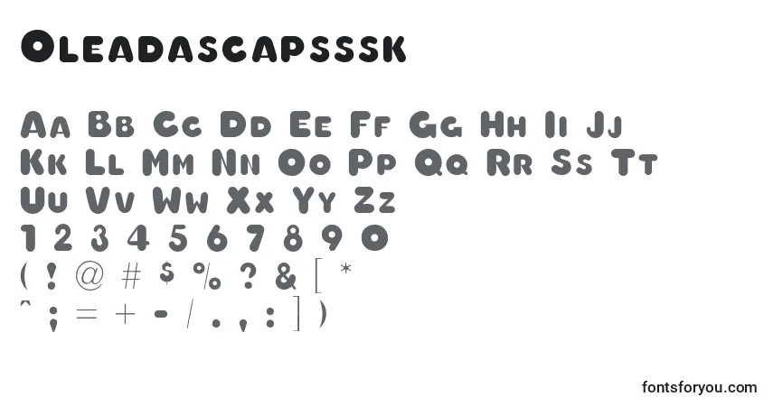 Czcionka Oleadascapsssk – alfabet, cyfry, specjalne znaki