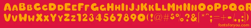 フォントOleadascapsssk – 赤い背景にオレンジの文字