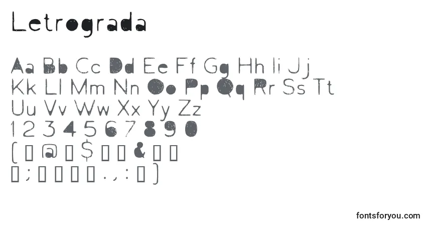 Letrograda-fontti – aakkoset, numerot, erikoismerkit