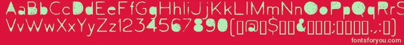 フォントLetrograda – 赤い背景に緑の文字