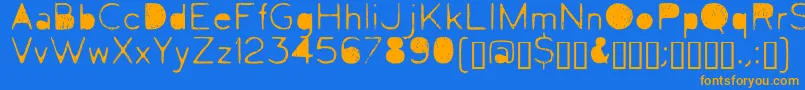Letrograda-Schriftart – Orangefarbene Schriften auf blauem Hintergrund