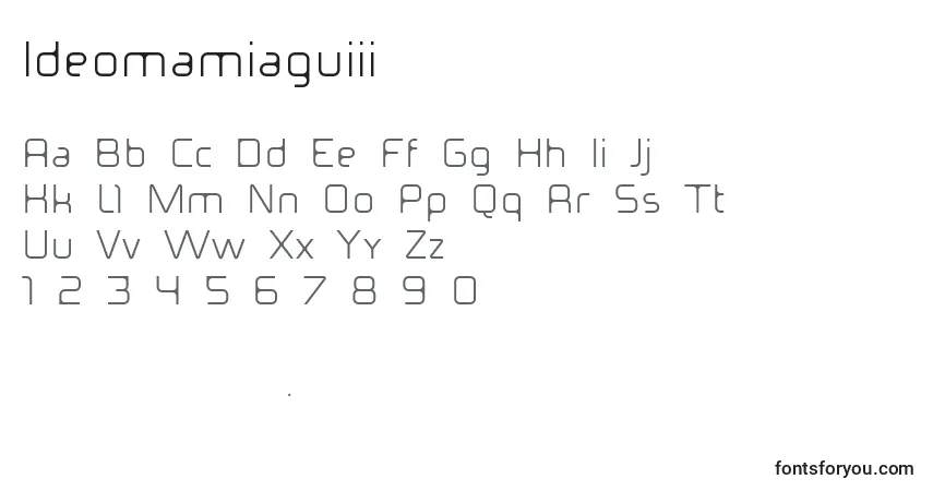 Schriftart Ideomamiaguiii – Alphabet, Zahlen, spezielle Symbole