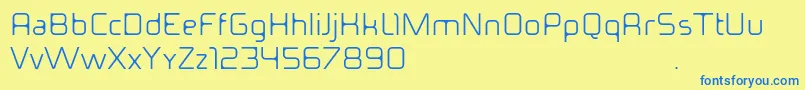 フォントIdeomamiaguiii – 青い文字が黄色の背景にあります。